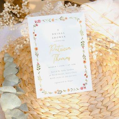 Delicate Boho Wildflower Floral  Foil