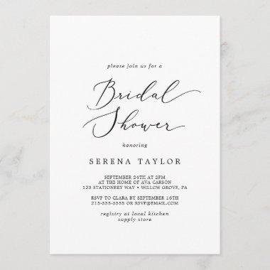 Delicate Calligraphy Bridal Shower Invitations