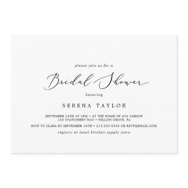 Delicate Calligraphy Horizontal Bridal Shower Invitations