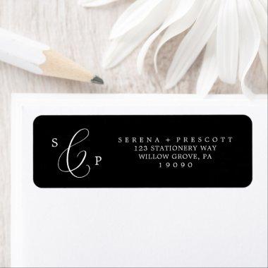 Delicate Dark Black Calligraphy Return Address Label