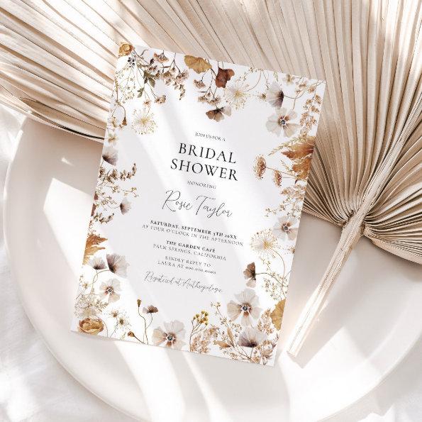 Delicate Earthy Wildflower Bridal Shower Invitations