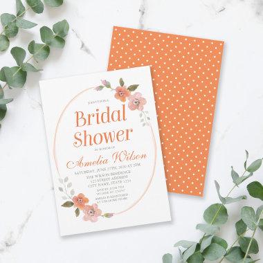 Delicate Floral Orange Bridal Shower Invitations