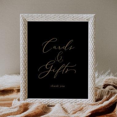 Delicate Gold and Black Invitations and Gifts Sign