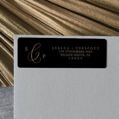 Delicate Gold and Black Return Address Label