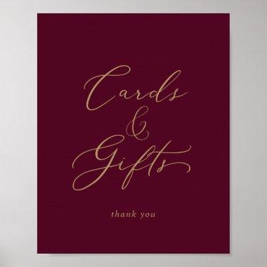 Delicate Gold and Burgundy Invitations and Gifts Poster