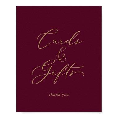 Delicate Gold and Burgundy Invitations and Gifts Poster