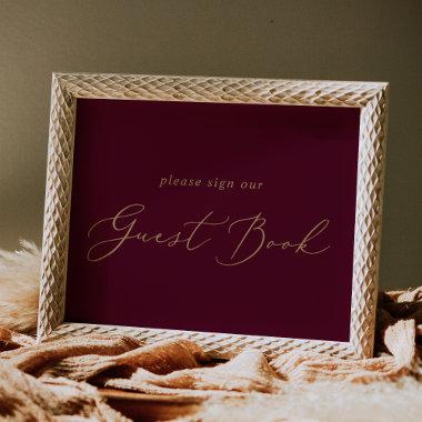 Delicate Gold and Burgundy Guest Book Poster