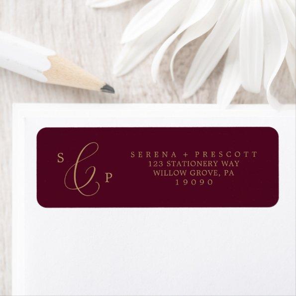 Delicate Gold and Burgundy Return Address Label