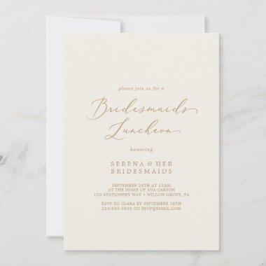 Delicate Gold and Cream Bridesmaids Luncheon Invitations