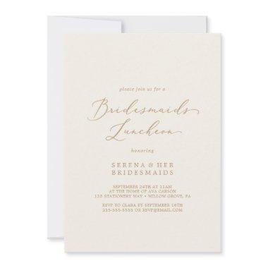 Delicate Gold and Cream Bridesmaids Luncheon Invitations