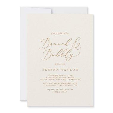 Delicate Gold and Cream Brunch and Bubbly Invitations