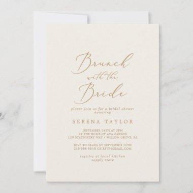 Delicate Gold and Cream Brunch with the Bride Invitations