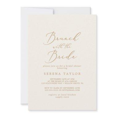 Delicate Gold and Cream Brunch with the Bride Invitations