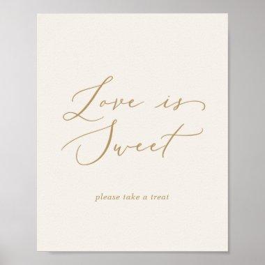 Delicate Gold and Cream Love Is Sweet Wedding Poster