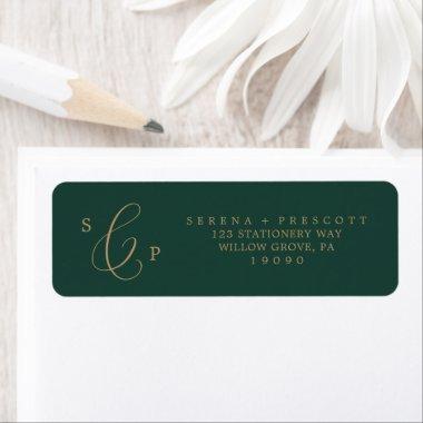 Delicate Gold and Green Return Address Label