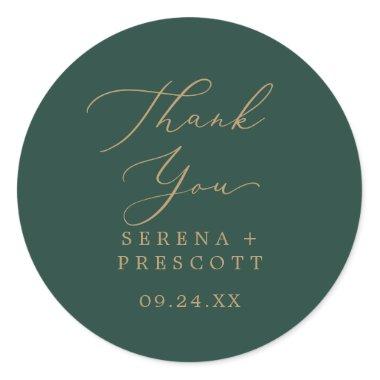 Delicate Gold and Green Thank You Favor Sticker
