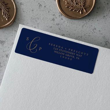 Delicate Gold and Navy Return Address Label