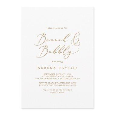 Delicate Gold Brunch and Bubbly Bridal Shower Invitations