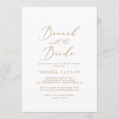 Delicate Gold Brunch with the Bride Bridal Shower Invitations