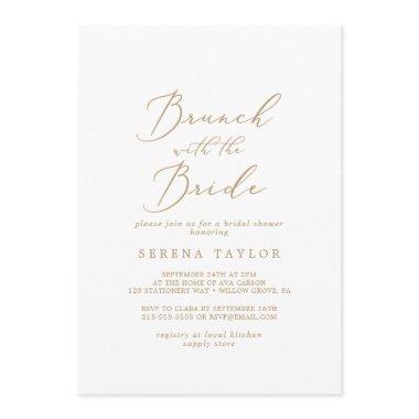 Delicate Gold Brunch with the Bride Bridal Shower Invitations