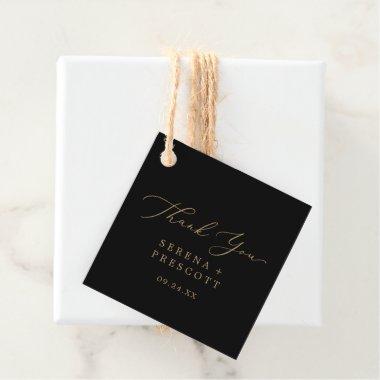 Delicate Gold Calligraphy | Black Thank You Favor Tags