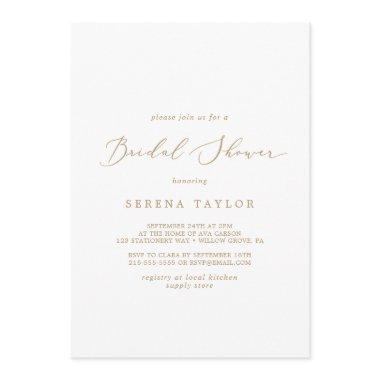 Delicate Gold Calligraphy Bridal Shower Invitations