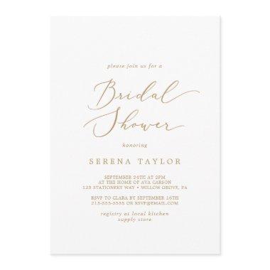 Delicate Gold Calligraphy Bridal Shower Invitations