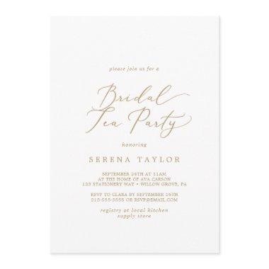 Delicate Gold Calligraphy Bridal Tea Party Invitations