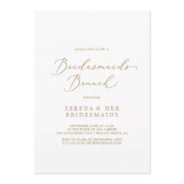 Delicate Gold Calligraphy Bridesmaids Brunch Invitations