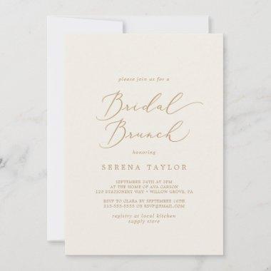 Delicate Gold Calligraphy | Cream Bridal Brunch Invitations