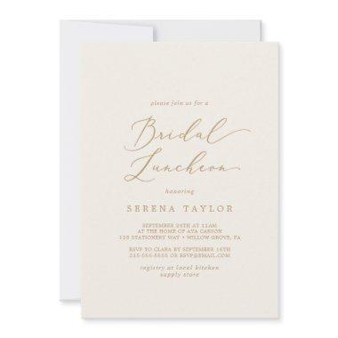 Delicate Gold Calligraphy | Cream Bridal Luncheon