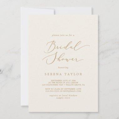 Delicate Gold Calligraphy | Cream Bridal Shower Invitations