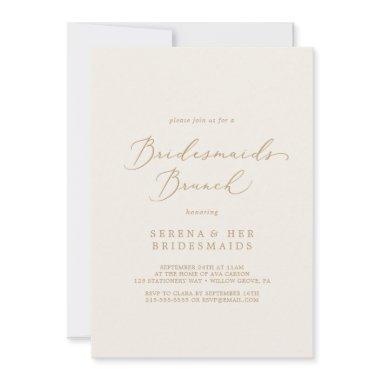 Delicate Gold Calligraphy Cream Bridesmaids Brunch