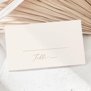 Delicate Gold Calligraphy | Cream Flat Wedding Place Invitations