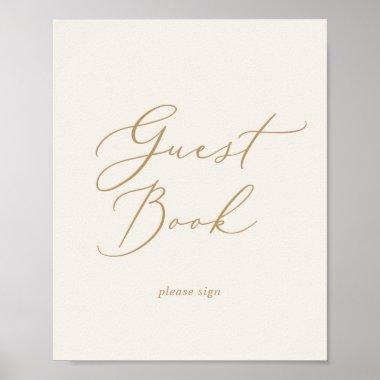 Delicate Gold Calligraphy | Cream Guest Book