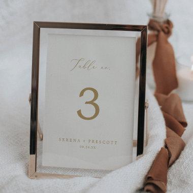 Delicate Gold Calligraphy | Cream Table No. Table Number