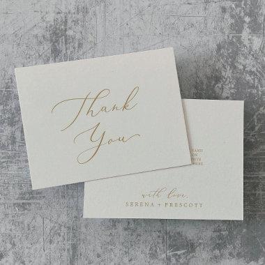 Delicate Gold Calligraphy | Cream Thank You Invitations