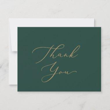 Delicate Gold Calligraphy | Green Thank You Invitations