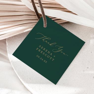 Delicate Gold Calligraphy | Green Thank You Favor Tags