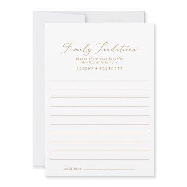 Delicate Gold Calligraphy Lined Family Traditions Advice Card