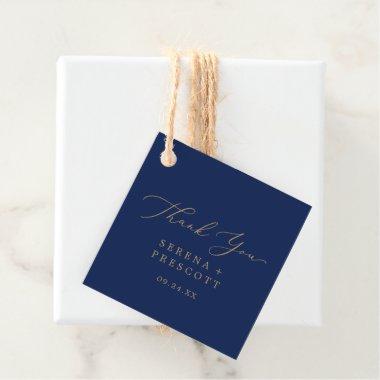 Delicate Gold Calligraphy | Navy Thank You Favor Tags