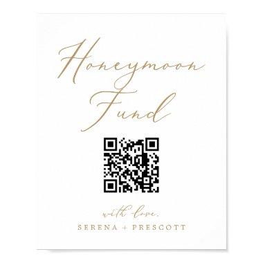 Delicate Gold Calligraphy QR Code Honeymoon Fund Poster