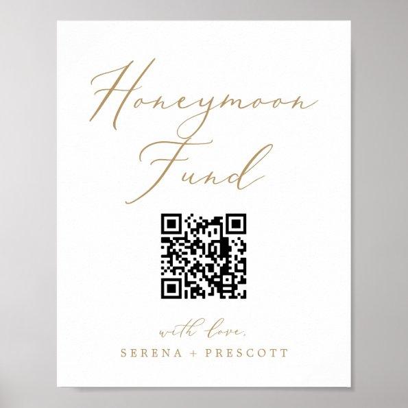 Delicate Gold Calligraphy QR Code Honeymoon Fund Poster