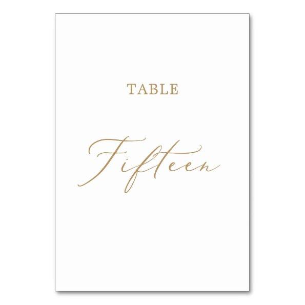 Delicate Gold Calligraphy Table Fifteen Table Number