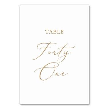Delicate Gold Calligraphy Table Forty One Table Number