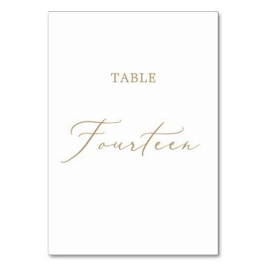 Delicate Gold Calligraphy Table Fourteen Table Number