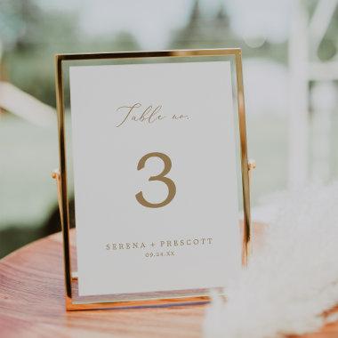 Delicate Gold Calligraphy Table No. Table Number