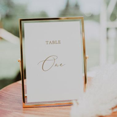 Delicate Gold Calligraphy Table One Table Number