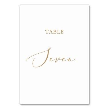 Delicate Gold Calligraphy Table Seven Table Number