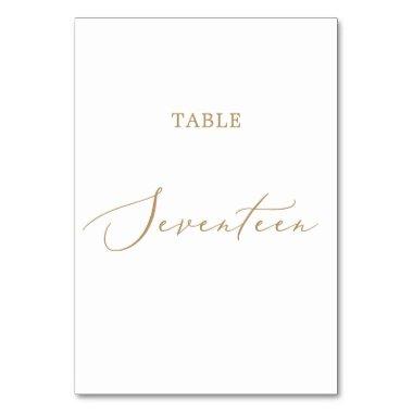 Delicate Gold Calligraphy Table Seventeen Table Number